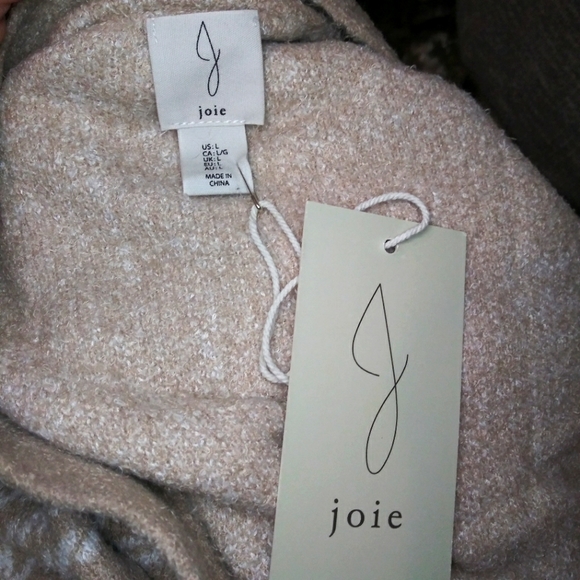 LAST CHANCE-Joie Tan & White Houndstooth Plaid Open Front Cardigan Sweater - Picture 5 of 7